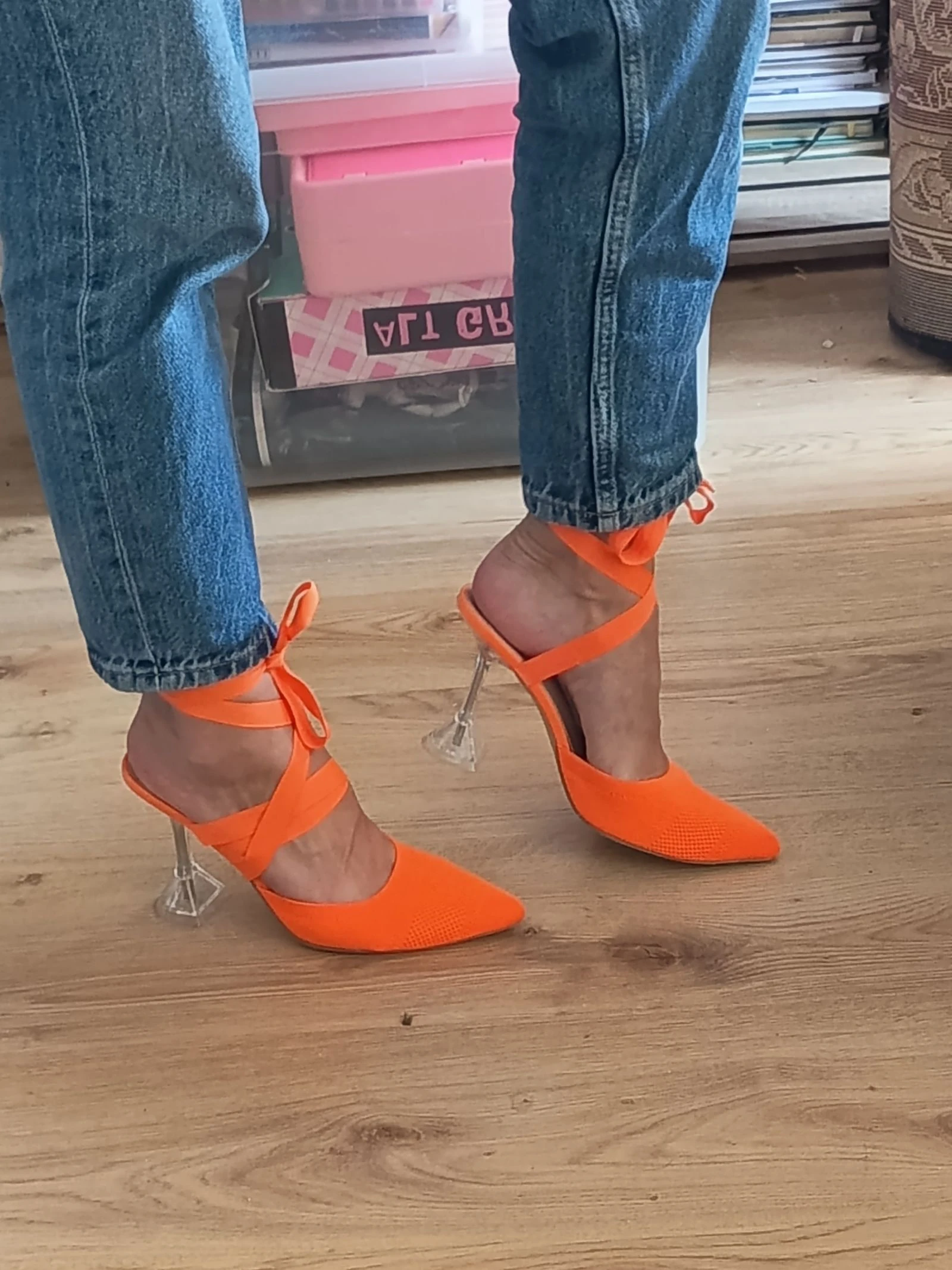 Escarpins orange fluo 